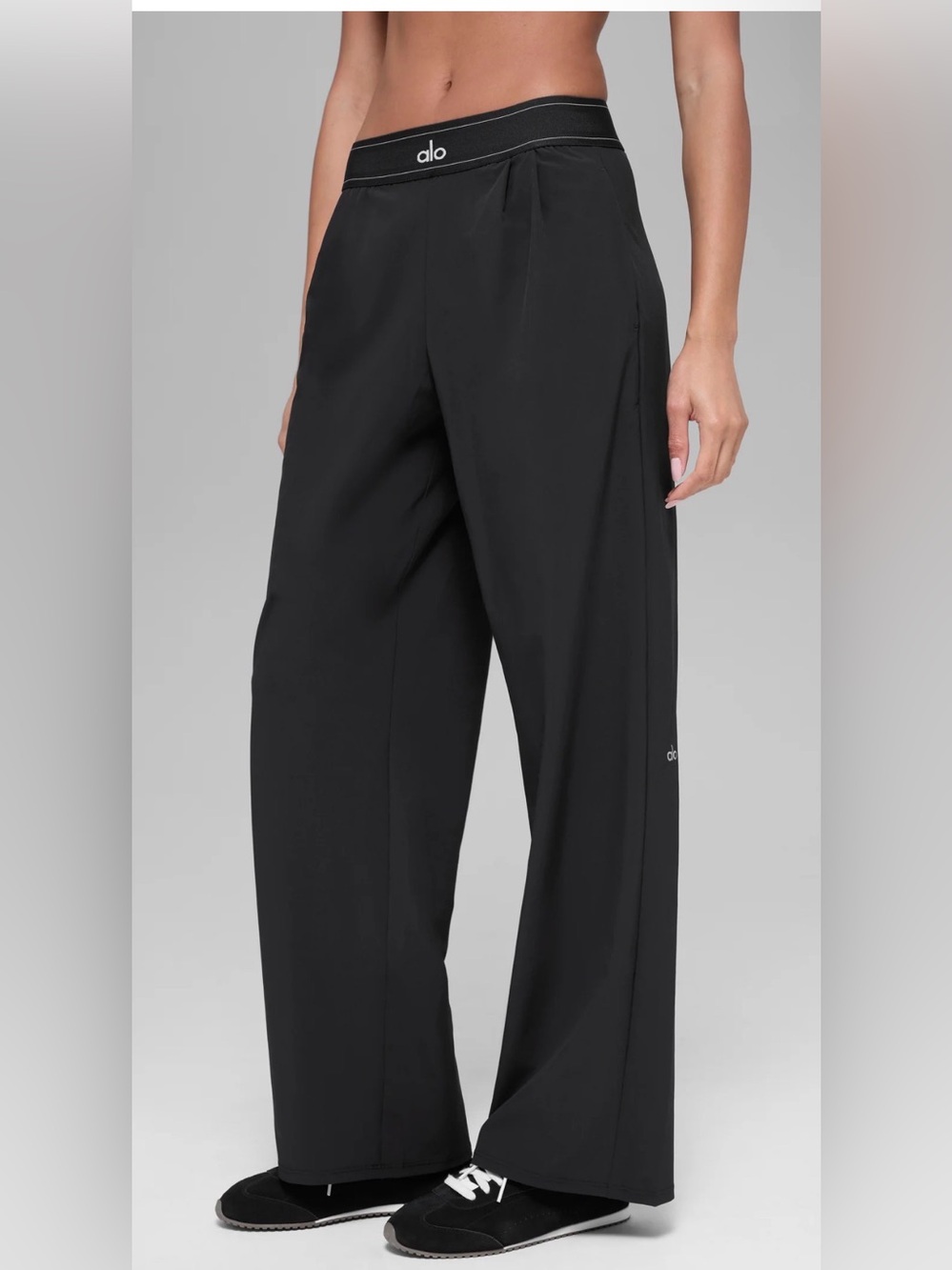 ALO Yoga Black Wide-Leg Track Pants